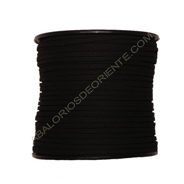 Cordón de antelina negro 3 x 1.5 mm