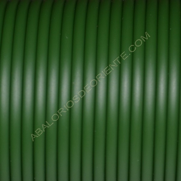 Cordón de caucho hueco verde botella en carretes