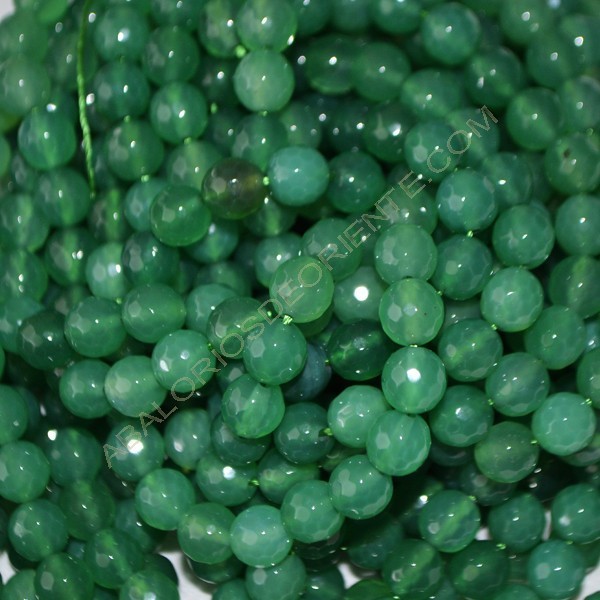 Ágata verde redonda facetada de 8 mm