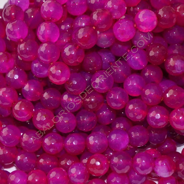 Ágata rosa fucsia redonda facetada de 10 mm