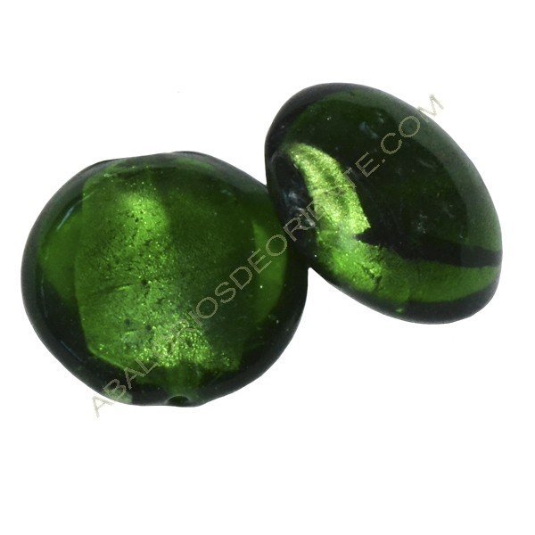 Cuenta de cristal de Murano redonda verde 22 mm