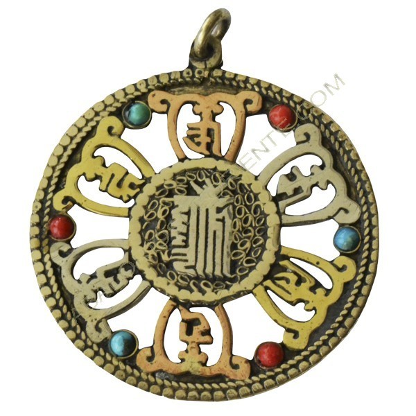 Colgante amuleto tibetano Kalachakra filigranas