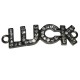 Conector de aleación de Zinc Luck con rhinestones 13 x 48 x 3 mm negro.