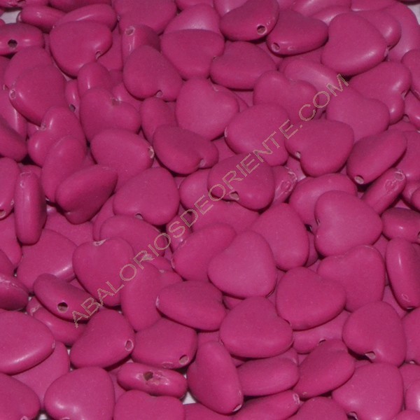 Cuenta acrílica corazón rosa fucsia 13 x 13 x 5 mm