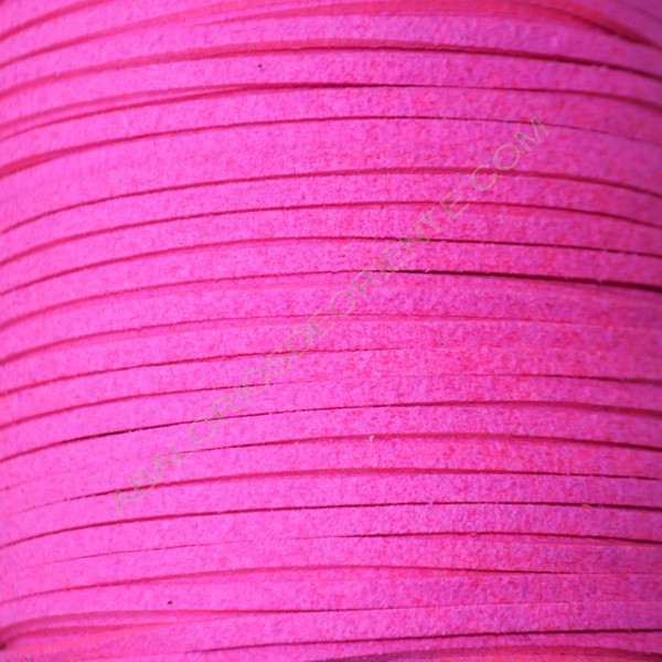 Cordón de antelina fucsia flúor 3 x 1.5 mm