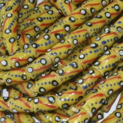 Cuenta Krobo 12 x 8 x 8 mm amarilla