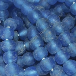 Cuenta de vidrio reciclado azul 8 x 11 x 11 mm