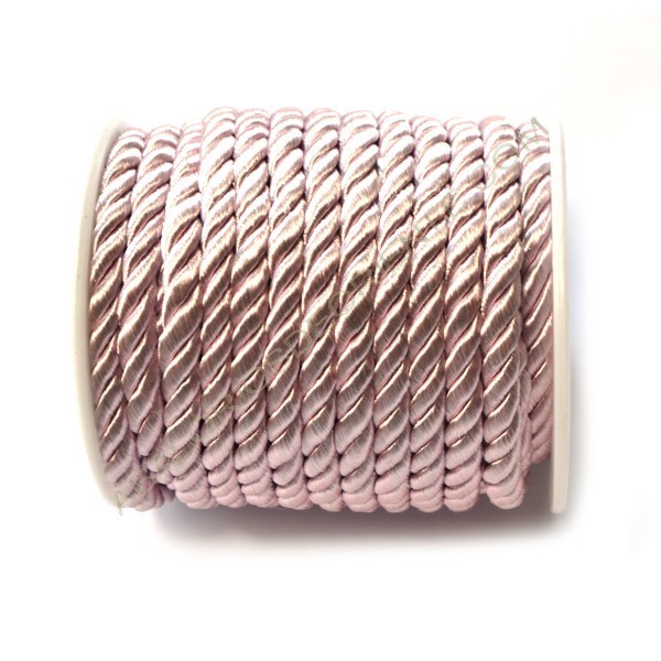 Cordón Trenzado de Algodón Rosa Palo 4 mm para Abalorios