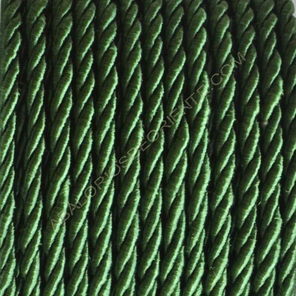 Cordón trenzado de algodón verde 3 mm