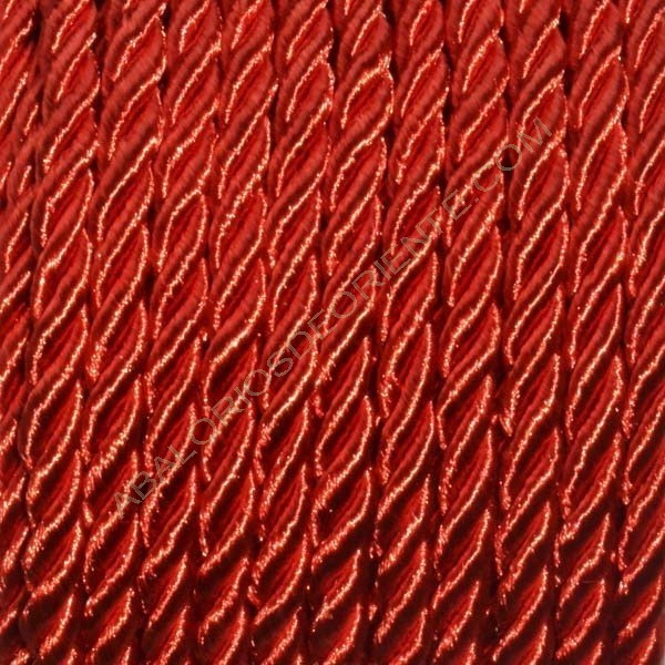Cordón trenzado de algodón rojo 3 mm