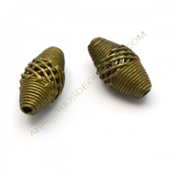 Entrepieza de bronce bicono rejilla 28 x 11 mm.