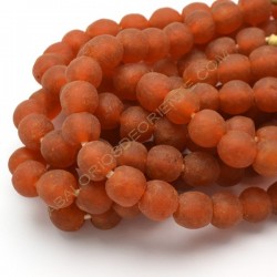 Cuenta de vidrio reciclado tonel naranja 13 x 13 x 13 mm