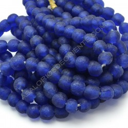 Cuenta de vidrio reciclado tonel azul marino 12 x 13 x 13 mm