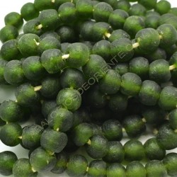 Cuenta de vidrio reciclado tonel verde botella 13 x 14 x 14 mm