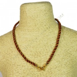 Cordón indio para collar trenzado rojo y dorado