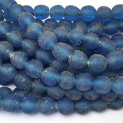 Cuenta de vidrio reciclado azul pavo real 12 x 12 x 12 mm