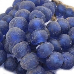 Cuenta de vidrio reciclado tonel azul marino14-16 x 19-20 x 19-20 mm