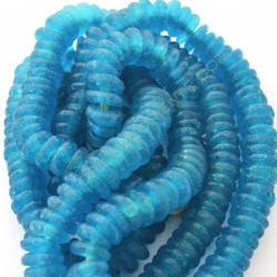 Cuenta de vidrio reciclado rondel 4 x 12 Azul mar