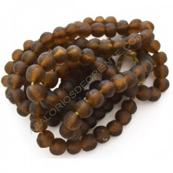 Cuenta de vidrio reciclado tonel café 12 x 14 x 14 mm