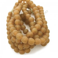 Cuenta de vidrio reciclado tonel ámbar 12 x 13 x 13 mm