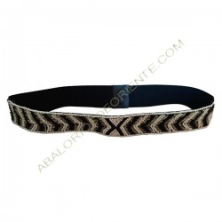 Cinturón elástico con cuentas bordadas blanco y negro