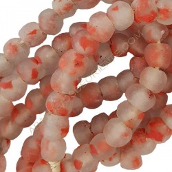 Cuenta de vidrio reciclado veteada roja 12 x 14 x 14 mm