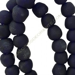 Cuenta de vidrio reciclado tonel azul marino 16-17 x 18 x 18 mm