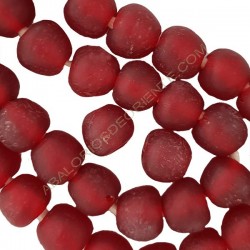 Cuenta de vidrio reciclado tonel granate 16-17 x 18 x 18 mm