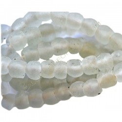 Cuenta de vidrio reciclado tonel blanca 9 x 10 x 10 mm