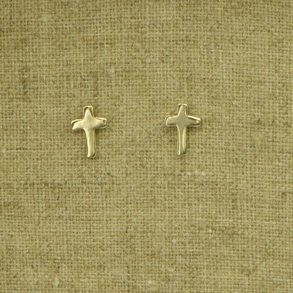 Pendientes de plata 925 chapados en oro cruz latina